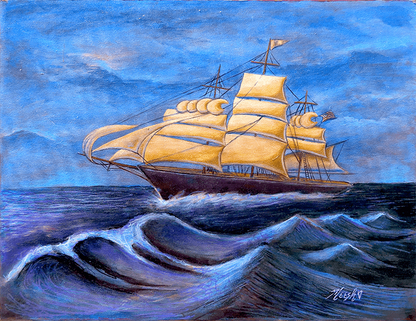 Whimsical Wavehopper Framed Canvas Painting