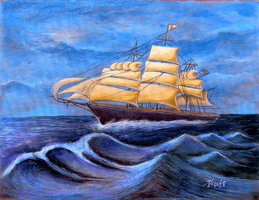 Whimsical Wavehopper Framed Canvas Painting