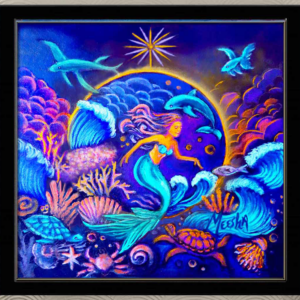 Celestial Extraterrestrial Framed Canvas Painting