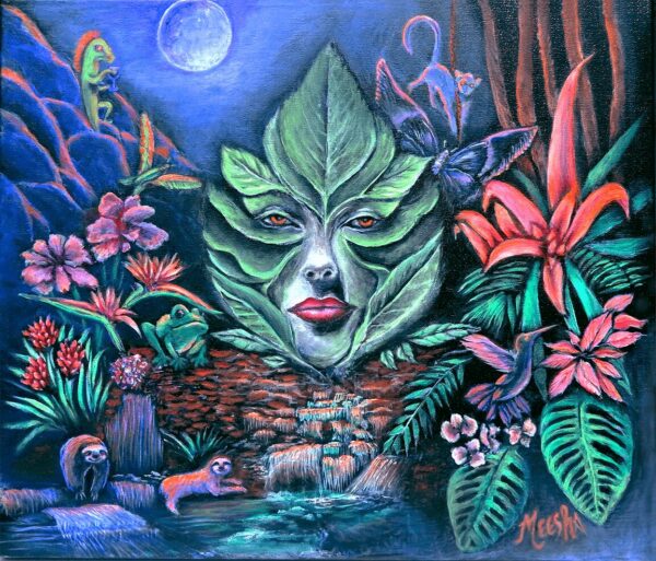 Moonlit scene painting titled "Moonlight Mischief"