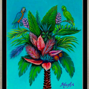 Palm Tree of Life Framed Canvas Painting