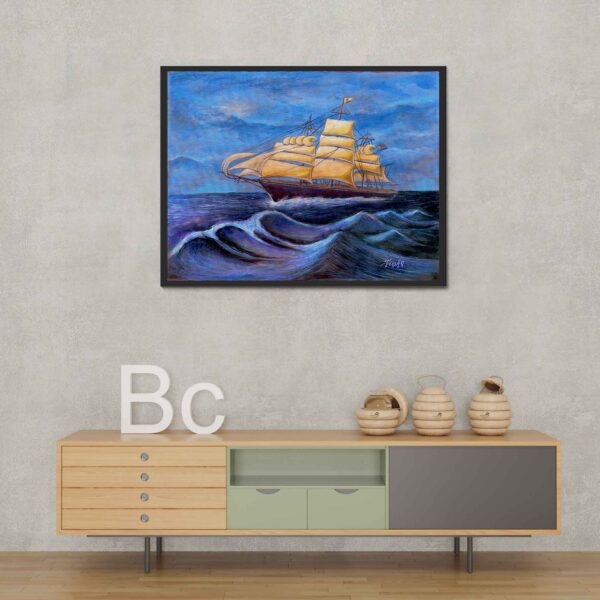 Whimsical Wavehopper Framed Canvas Painting