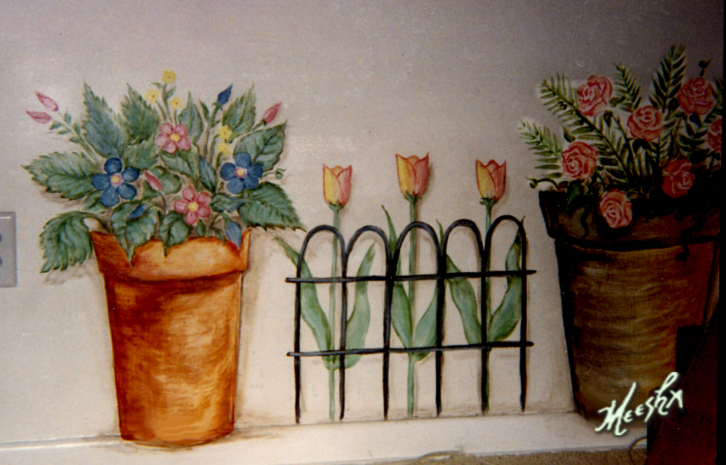Colorful flower garden in children's room