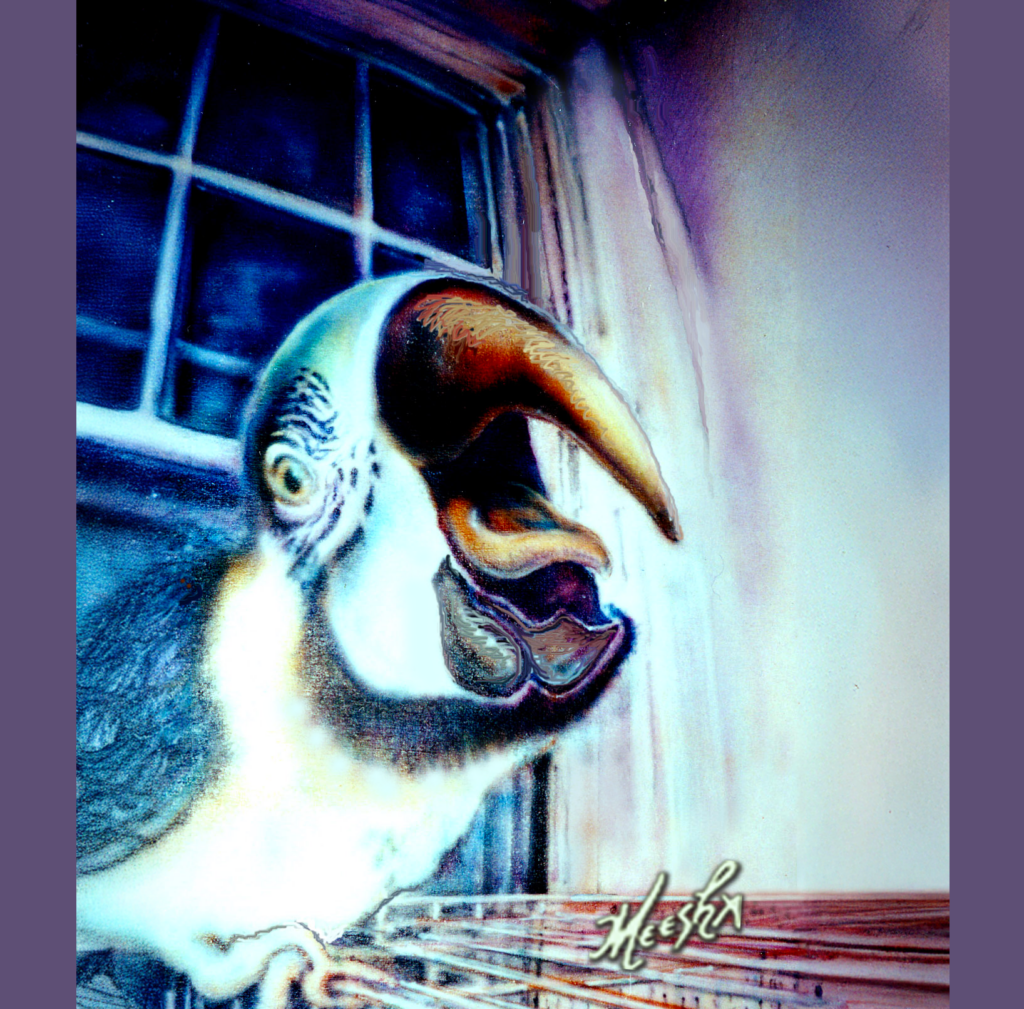 vibrant parrot on canvas